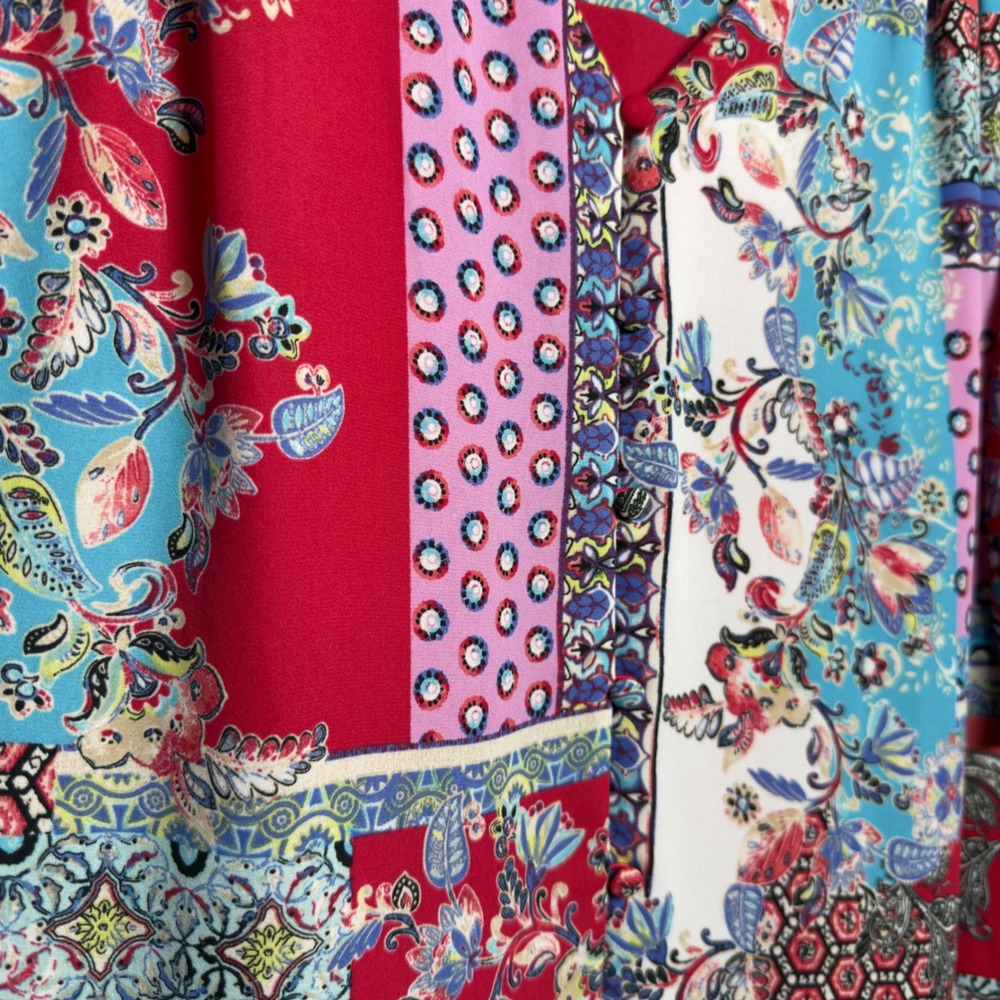 Chico's Women Patchwork Button Front Top Large 2 … - image 6